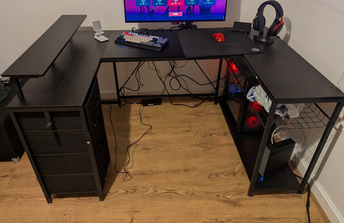 Black shaped computer desk - l-shaped,