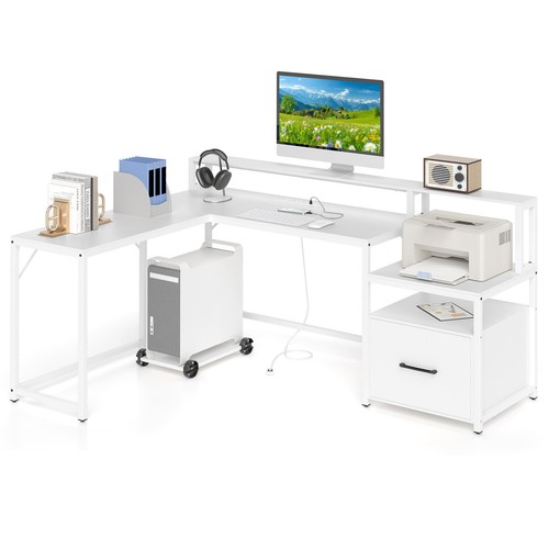 Costway shaped desk home - l-shaped,