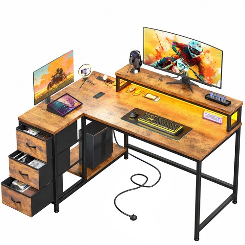 Shaped computer desk power - shaped,