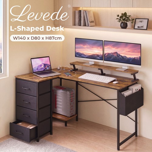 Levede shaped desk with - l,