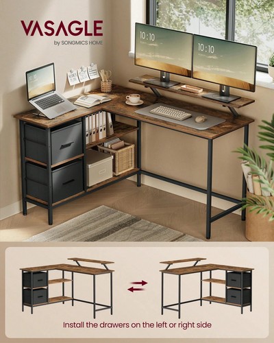 Shaped desk with - l, drawers