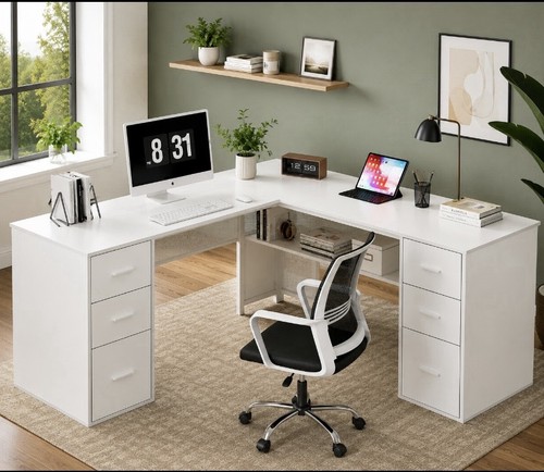 White reversible shaped - reversible, l-shaped
