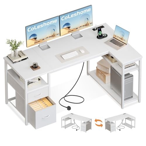 Computer desk with drawers - desk,