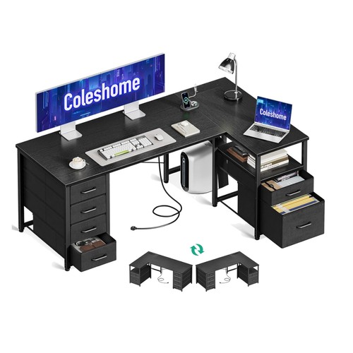 Shaped computer desk with 6 - l-shaped,