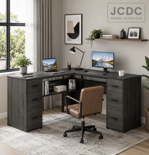 Shaped corner computer desk - computer,