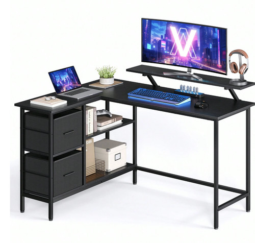 Shaped desk with - l-shaped, spacious