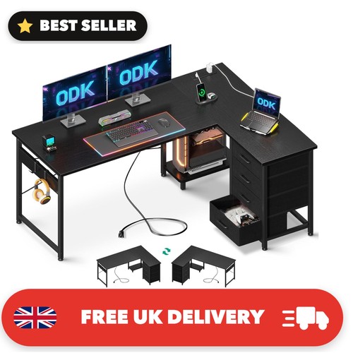 Corner desk with - drawers,, l