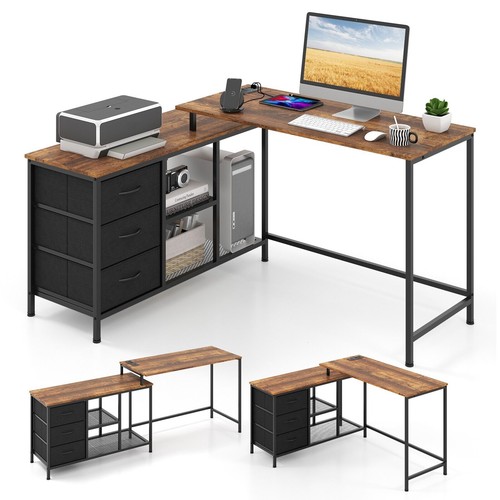 Costway shaped computer - l-shaped, desk