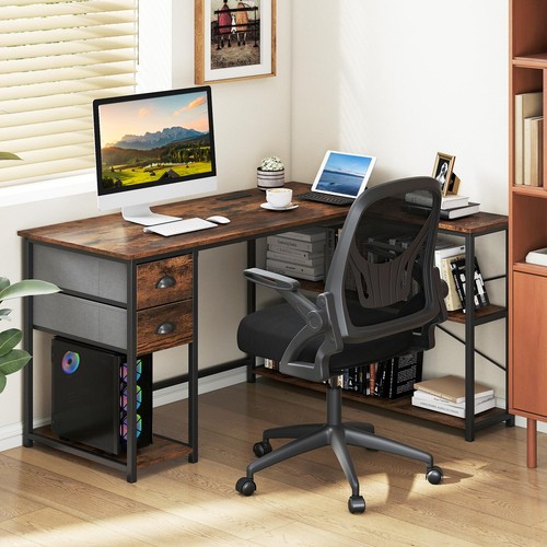 Shaped desk with charging - l,