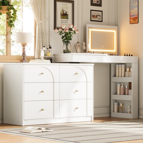 Shaped vanity desk - shaped, flip
