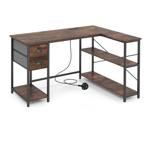 Shaped desk with charging - l-shaped,