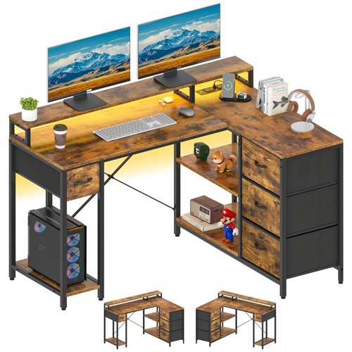 Shaped computer desk with - shaped,