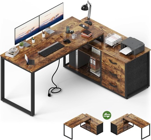 Corner desk with drawers - corner,