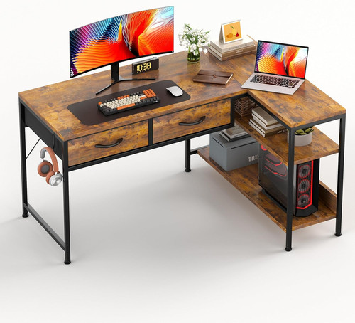 Shaped computer desk with 2 - l,