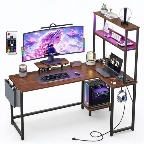 Shaped gaming desk with - l,