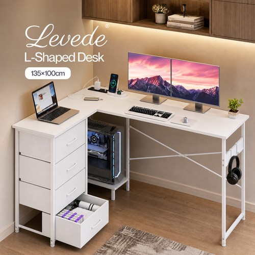 Levede corner desk shaped - desk, l